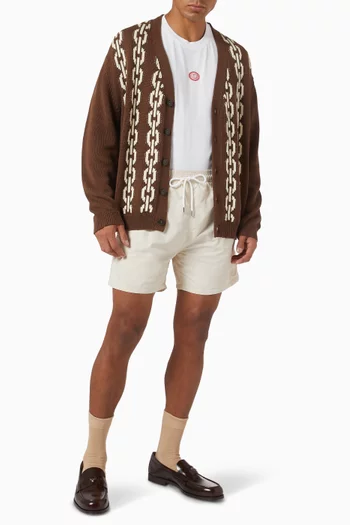 تي شيرت بتطريز سلسلة وشعار الماركة قطن