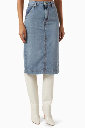 Elsa Midi Skirt in Tencel Denim