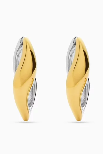 Small Savi Signature Hoop Earrings in Plated Gold & Rhodium