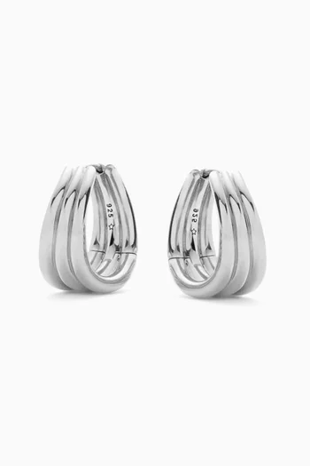 Savi Tripple Ridge Hoop Earrings in Sterling Silver
