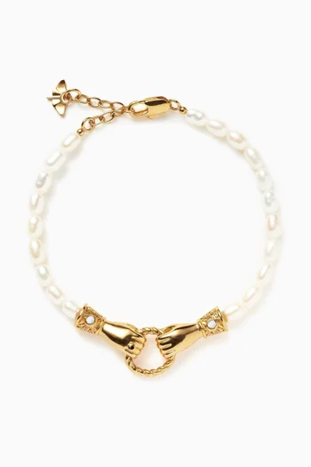 ​​x Harris Reed In Good Hands Pearl Bracelet in 18kt Gold-plated Brass