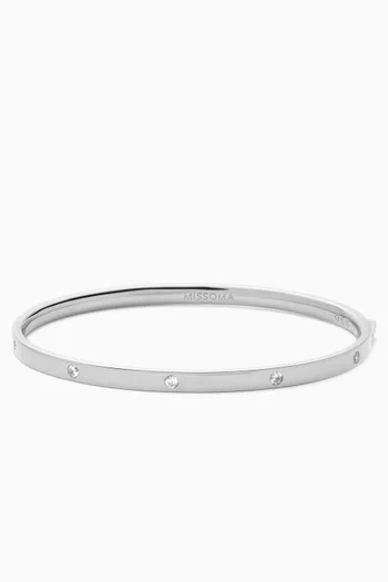 Interstellar CZ Hinged Bracelet in Silver-plated Rhodium