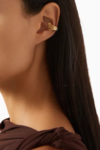 High-gloss Croco Single Ear Cuff in 18kt Gold