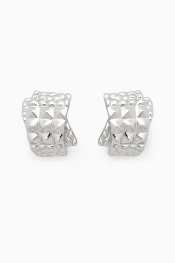 High-gloss Croco Earrings in 18kt White Gold