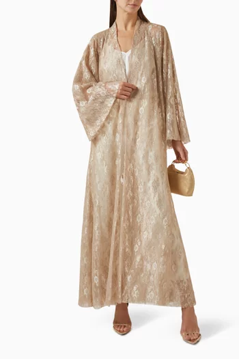Floral-embroidery Abaya in Lace