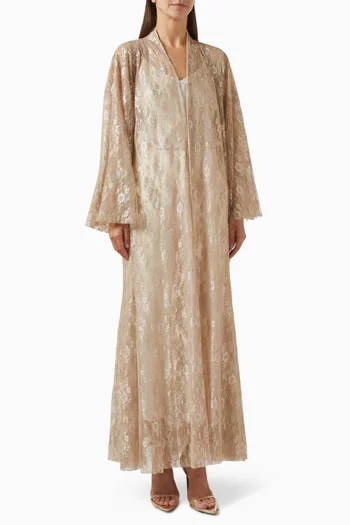 Floral-embroidery Abaya in Lace