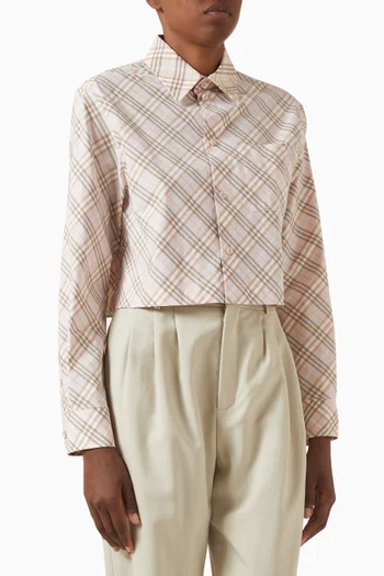 Check Crop Shirt in Cotton