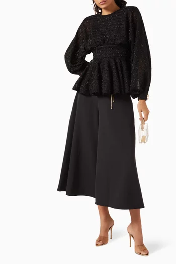 Sequin-embellished Belted Blouse