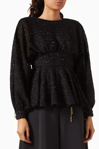 Sequin-embellished Belted Blouse