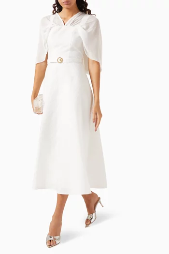 Cape-style Belted Midi Dress