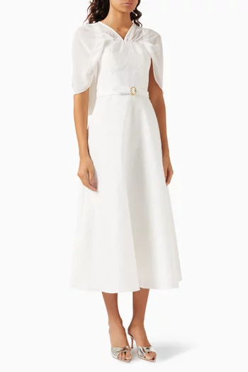 Cape-style Belted Midi Dress