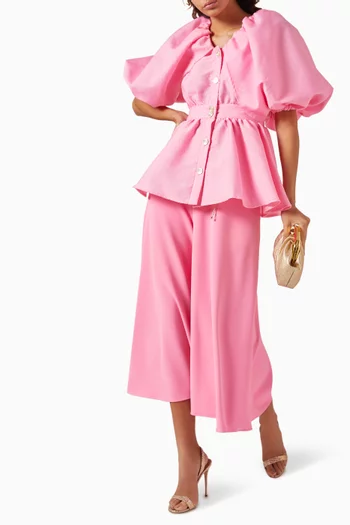 Belted Wide-leg Cropped Pants