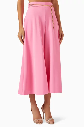 Belted Wide-leg Cropped Pants