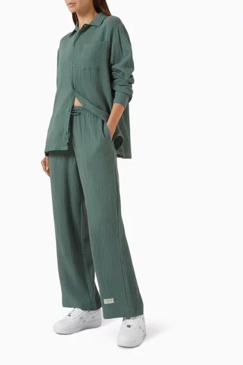 Drawstring Pants in Crinkled Cotton