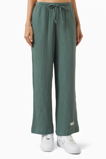 Drawstring Pants in Crinkled Cotton