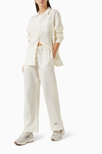 Drawstring Pants in Crinkled Cotton