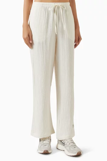Drawstring Pants in Crinkled Cotton