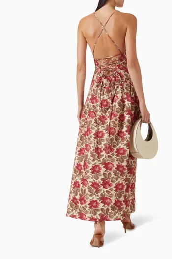 فستان روزالي متوسط الطول كتان