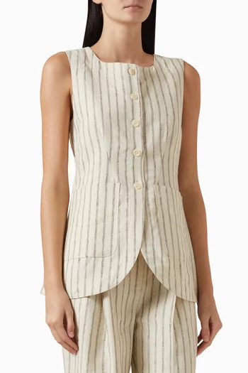 Emma Tailored Vest in Premium Linen