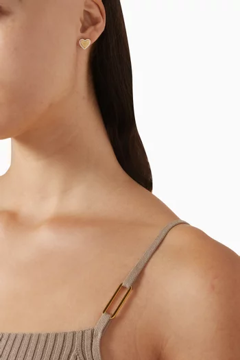 أقراط بتصميم قلب مرصعة بأحجار فضة إسترلينية مطلية بلون ذهبي