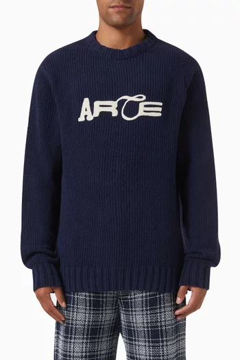 Logo Sweater in Cotton Knit