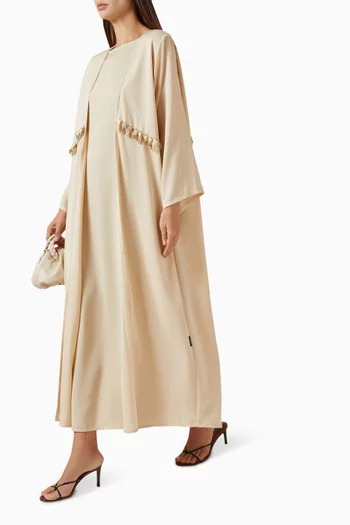 Bead-embellished Abaya & Dress Set