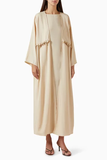 Bead-embellished Abaya & Dress Set