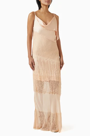 Ibis Sacro Maxi Dress in Satin & Lace