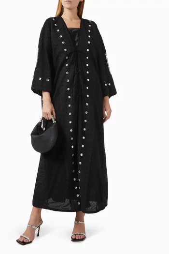 Crystal-embellished Abaya in Tulle