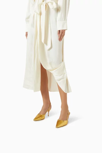 حذاء كلاسيك توكي بسير خلفي وكعب 70 مم جلد بنقشة جلد الأفعى