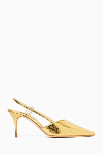 حذاء كلاسيك توكي بسير خلفي وكعب 70 مم جلد بنقشة جلد الأفعى