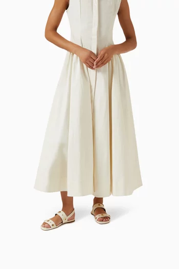 Flower Stud Sandals in Leather