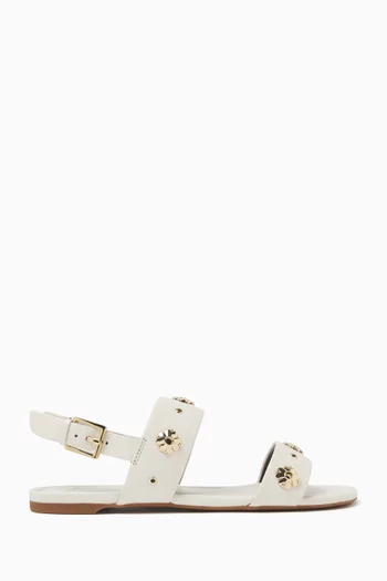 Flower Stud Sandals in Leather