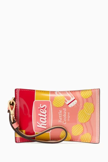 Snack Time Card Case in Faux Patent Leather