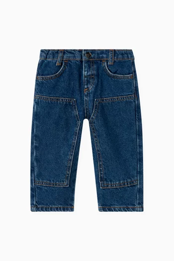 Panelled Jeans in Cotton-denim