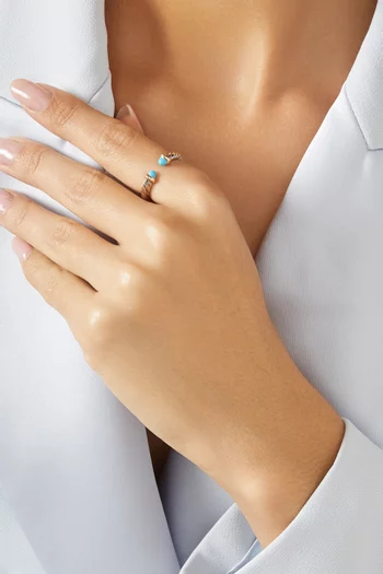 خاتم بيتيت كابل بتصميم مفتوح فضة إسترلينية وذهب أصفر عيار 14