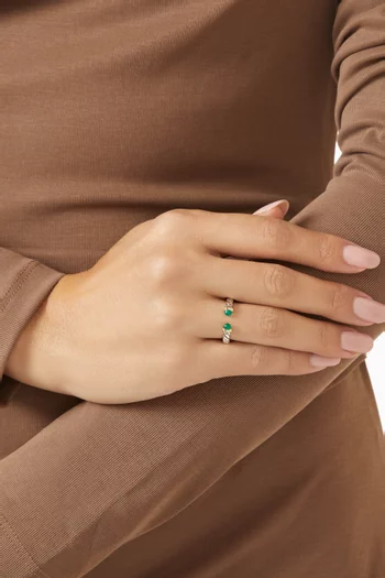 خاتم بيتيت كابل بتصميم مفتوح مرصع بأونيكس فضة إسترلينية وذهب أصفر عيار 14