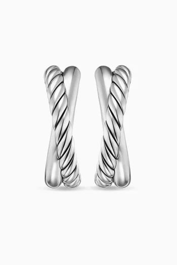 Bold Crossover Hoop Earrings in Sterling Silver