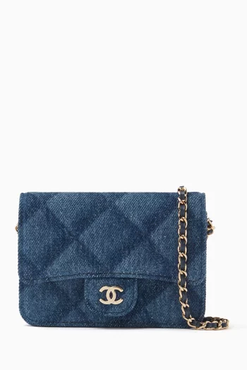 Printed Belt Bag in Denim