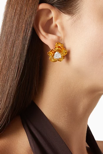 Reine De Soleil Earrings in 24kt Yellow Gold PVD