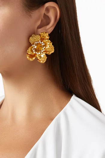 Roi De Soleil Earrings in 24kt Yellow Gold PVD