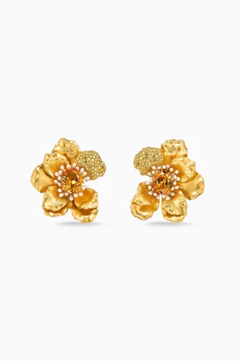 Roi De Soleil Earrings in 24kt Yellow Gold PVD