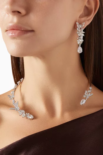 Vine Diamond Earrings in 18kt White Gold Vermeil