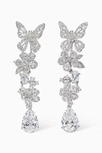 Vine Diamond Earrings in 18kt White Gold Vermeil
