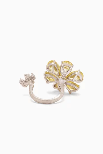 Daisy Diamond Marguerite Ring in 18kt White Gold Vermeil