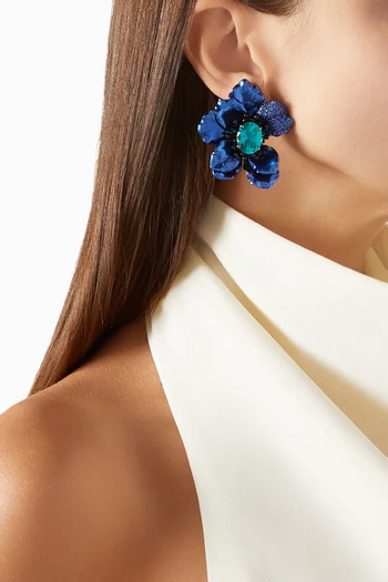 Paraiba Poppy Earrings in 18kt White Gold Vermeil