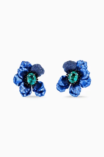 Paraiba Poppy Earrings in 18kt White Gold Vermeil