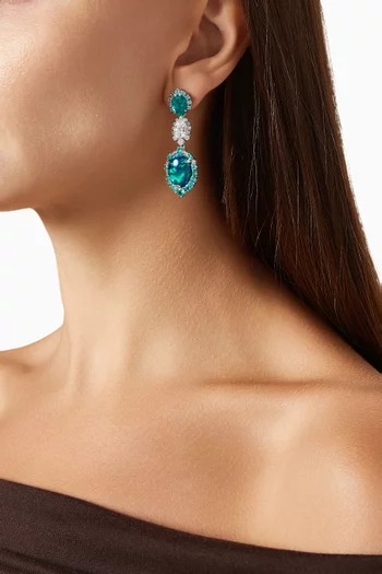 Paraiba Ocean Drop Earrings in 18kt White Gold Vermeil