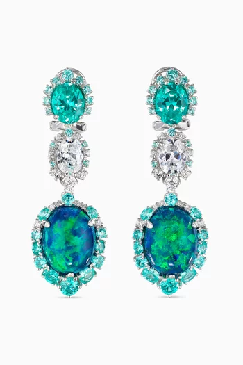Paraiba Ocean Drop Earrings in 18kt White Gold Vermeil