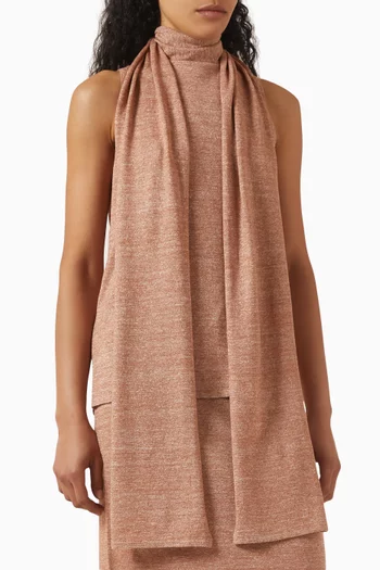 بلوزة بوشاح صوف مارينو وكتان